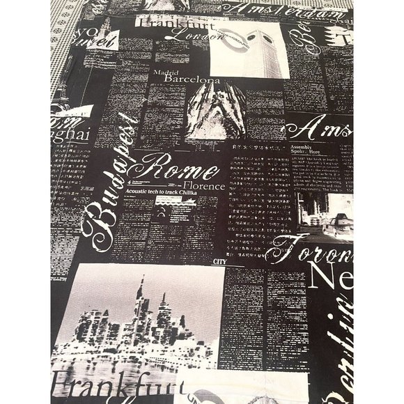 Set of 2 Alamode Home Passport Shams Black White Reversible Cotton Cities News - Picture 8 of 10